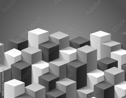 Fototapeta Naklejka Na Ścianę i Meble -  Abstract texture from 3d cubes, background from geometric gray shapes