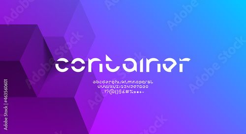 Technical rounded font, modern hi tech alphabet, stencil letters from A to Z and numbers from 0 to 9, vector illustration 10EPS