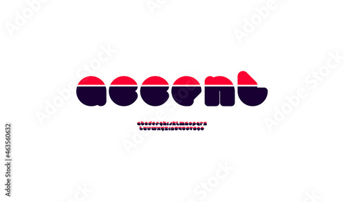 Cut rounded font, trendy cartoon alphabet, bold letters and numbers made in cute style