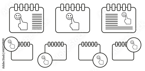 Smile, finger, touch, experience vector icon in calender set illustration for ui and ux, website or mobile application