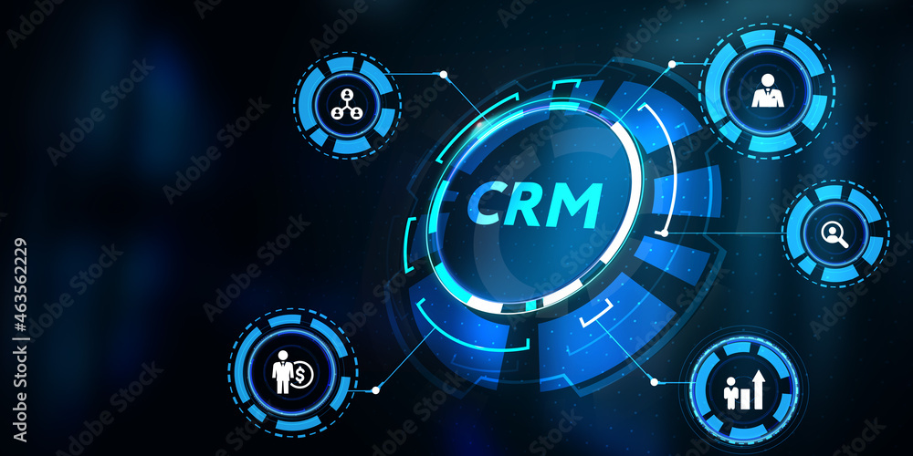 Business, Technology, Internet and network concept. CRM Customer Relationship Management. 3d illustration