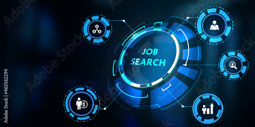 Business  Technology  Internet and network concept. Job Search human resources recruitment career.3d illustration