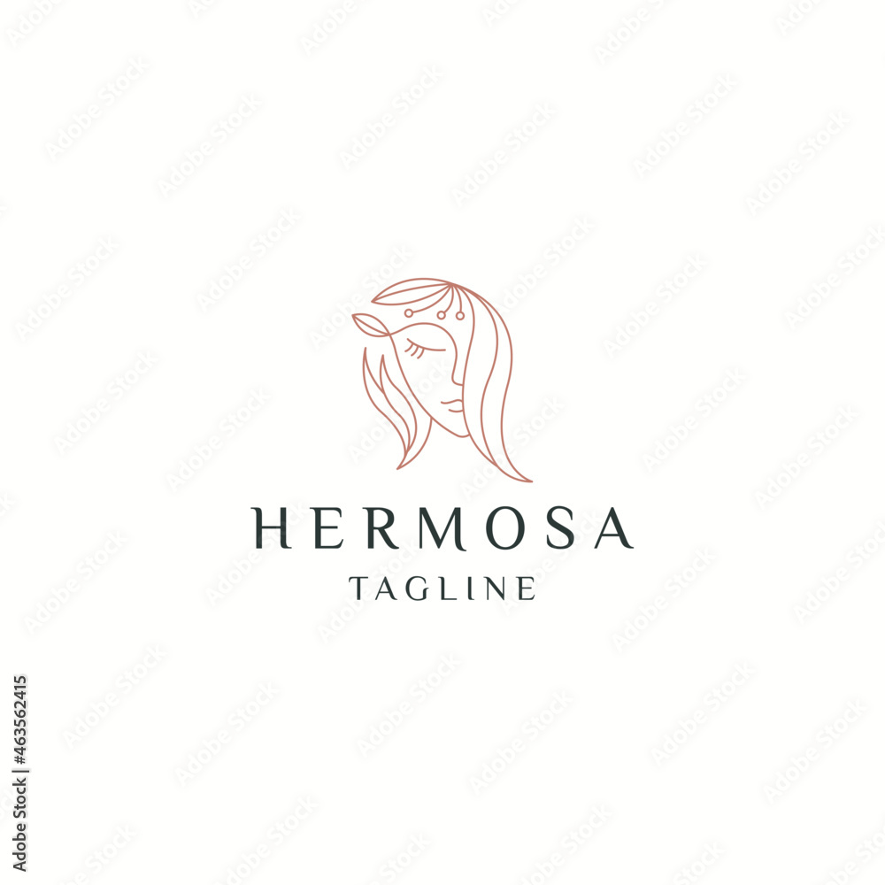 Woman beauty natural with line style logo icon design flat vector Woman beauty natural with line style logo icon design flat vector