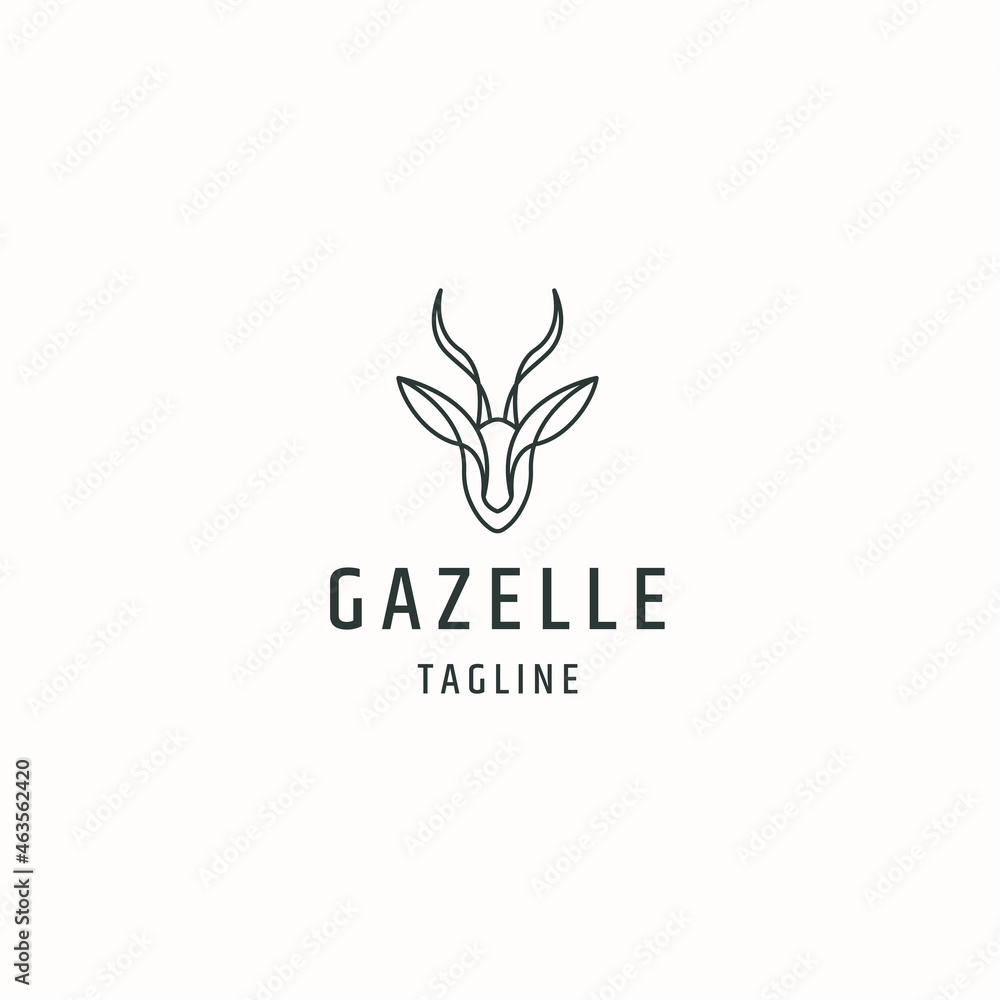 Gazelle animal logo icon design template flat vector illustration