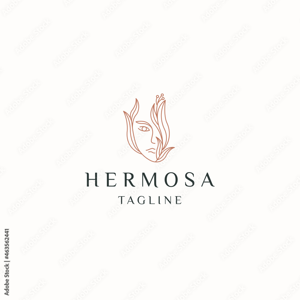 Woman beauty natural with line style logo icon design flat vector Woman beauty natural with line style logo icon design flat vector