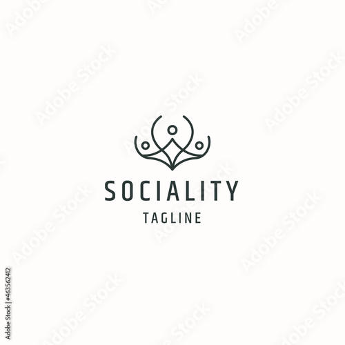 People teamwork logo icon design template flat vector