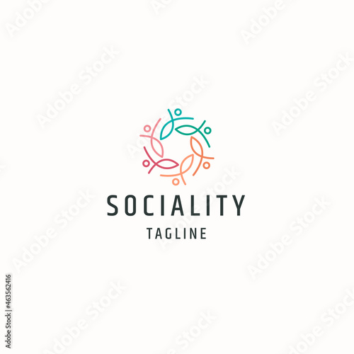 People teamwork logo icon design template flat vector