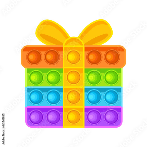Anti-stress toy. Small colored gift box. Vector illustration isolated on white background.