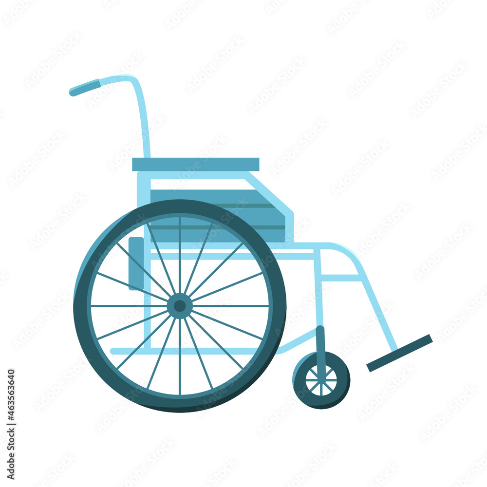 Wheelchair isolated on white background. Vector illustration in flat style. Wheelchair isolated on white background. Vector illustration in flat style.