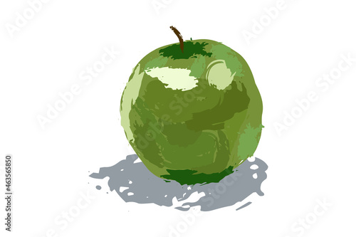 Green hand drawn apple isolated on white background. Good for any project.