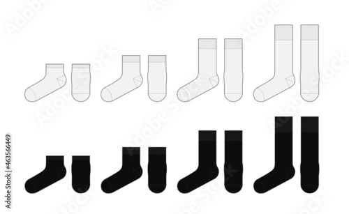 Socks template vector illustration set (various length ) photo