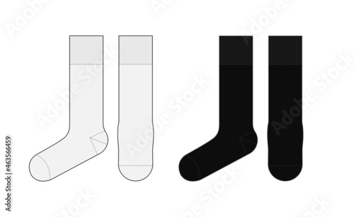 Socks template vector illustration set  ( front & side view) photo