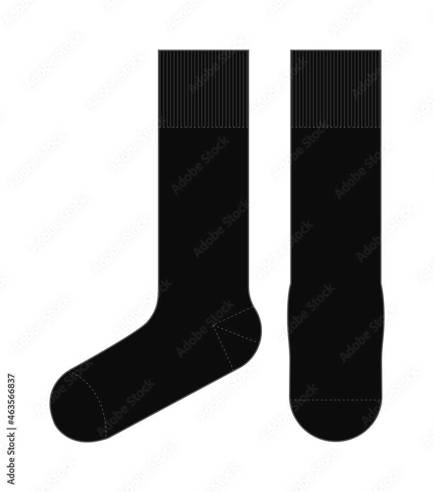 Socks template vector illustration ( front & side view) | black