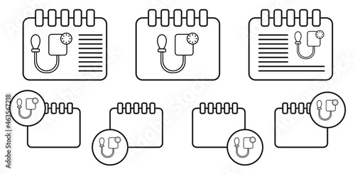Blood pressure vector icon in calender set illustration for ui and ux, website or mobile application