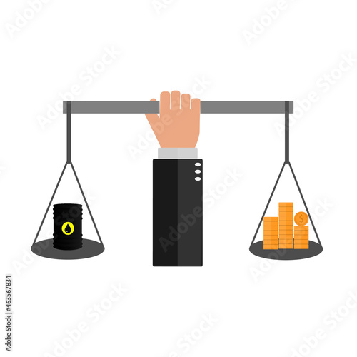 dollar and oil barrel icon.
oil global crisis.
energy crisis. dollar and oil price balance concept.