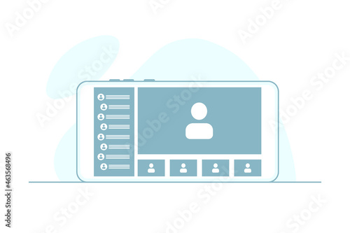 Online video call on Phone screen. Concept online call with chat