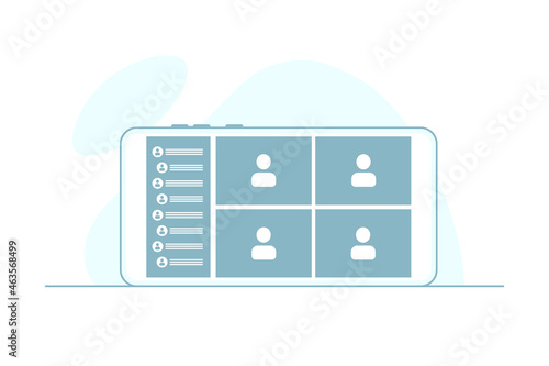 Online video call on Phone screen. Concept online call with chat