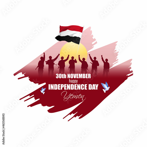 Vector illustration of Happy Yemen Independence Day patriotic banner