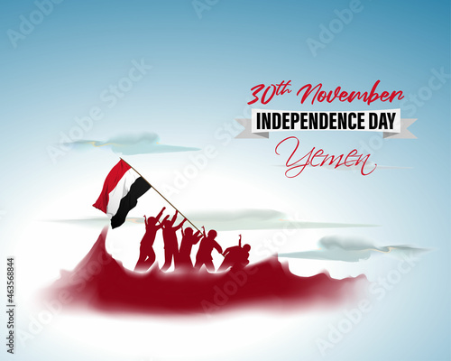 Vector illustration of Happy Yemen Independence Day patriotic banner