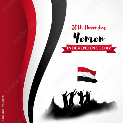 Vector illustration of Happy Yemen Independence Day patriotic banner photo