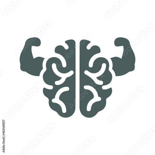 Mind, power, brain icon. Gray vector graphics.