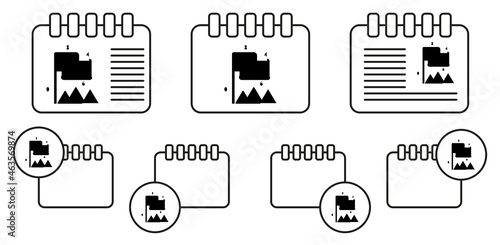 Achieve climb up colored vector icon in calender set illustration for ui and ux, website or mobile application
