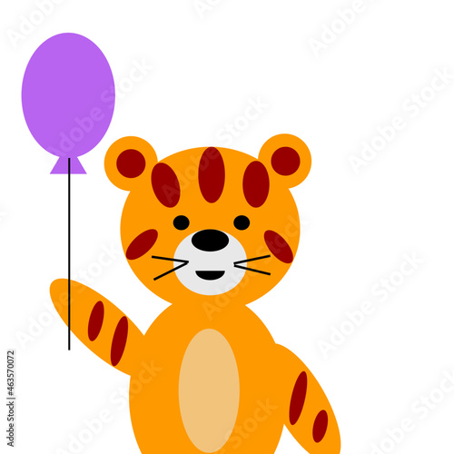 Tiger cub of bright color with a balloon.