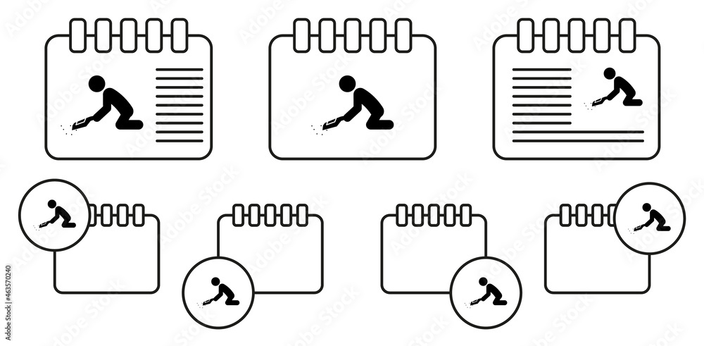 Man vacuum cleaner vector icon in calender set illustration for ui and ux, website or mobile application Man vacuum cleaner vector icon in calender set illustration for ui and ux, website or mobile application