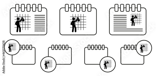 Man scrubbing vector icon in calender set illustration for ui and ux, website or mobile application