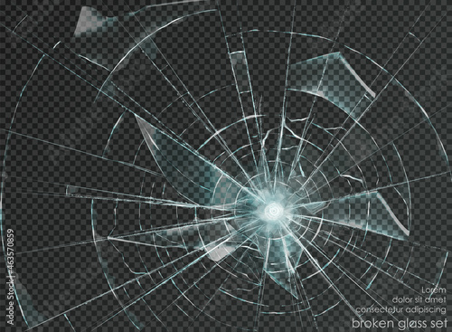 hole broken glass on transparent background