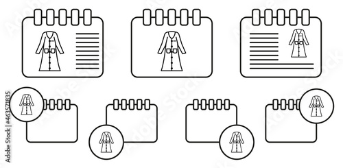 Coat clothes woman dress vector icon in calender set illustration for ui and ux, website or mobile application