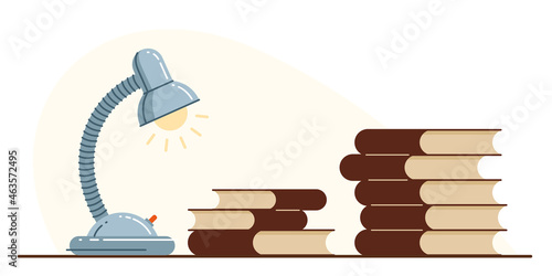 Library theme self-education vector concept flat illustration isolated over white, empty chair for intellectual worker analytics, education theme studying, college or university student.