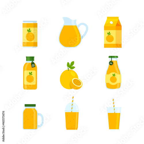 Passion Fruit Beverage in Can,Plastic Cup and Glass Cup Isolated on White Background,Juice and Smoothie