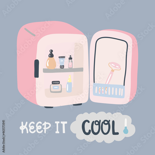 Mini fridge for keeping skincare, makeup and beauty product cool and fresh. Extend shelf live of creams, serums. Keep your beauty products organized and cool.