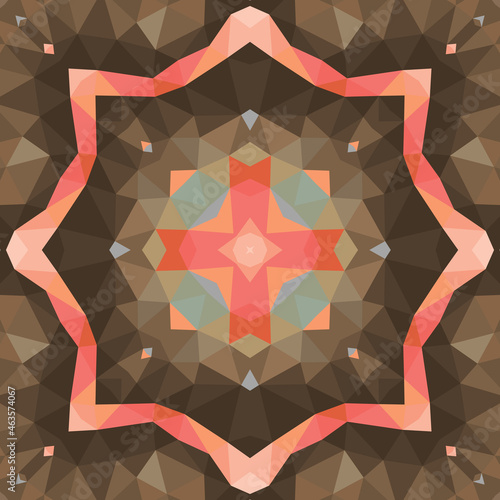 Abstract geometric background. Seamless pattern design. Mosaic decorative structure. Vector illustration. Magic mandala.