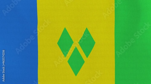 Loopable: Flag of Saint Vincent and Grenadines.

St. Vincentian, Vincentian official flag gently waving in the wind. Highly detailed fabric texture for 4K resolution. 15 seconds loop. photo