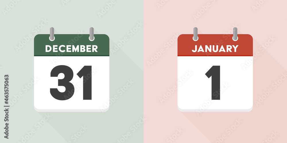 12月31日と1月1日の日めくりカレンダー 年末年始 大晦日と元旦の素材 Stock Vector Adobe Stock