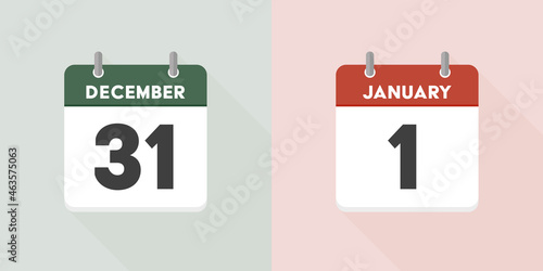 12月31日と1月1日の日めくりカレンダー：年末年始・大晦日と元旦の素材