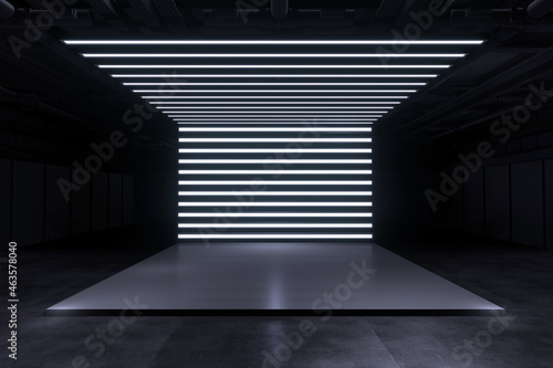 Fototapeta Naklejka Na Ścianę i Meble -  Exhibition stand for mockup and Corporate identity,Display design.Empty booth Design.Retail booth elements in Exhibition hall.booth Design trade show.Blank Booth system of Graphic Resources.3d render.
