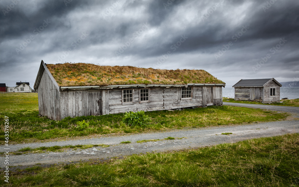 Old wooden shed in the historical and abandoned fisherman town of Hamningberg, Finnmark, Norway Old wooden shed in the historical and abandoned fisherman town of Hamningberg, Finnmark, Norway