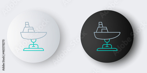 Line Swing boat on the playground icon isolated on grey background. Childrens carousel with boat. Amusement icon. Colorful outline concept. Vector