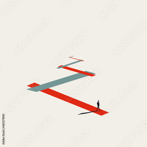 Business leader leading way, vector concept. Symbol of success, confidence, leadership. Minimal illustration.