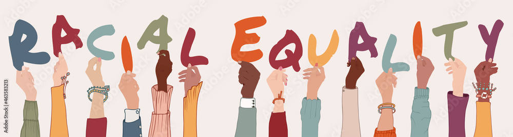 Multi ethnic multicultural people holding letters forming the text Multi ethnic multicultural people holding letters forming the text