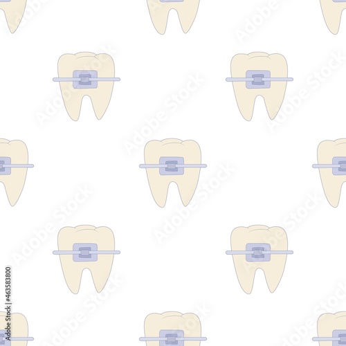 Braces on tooth pattern seamless background texture repeat wallpaper geometric vector