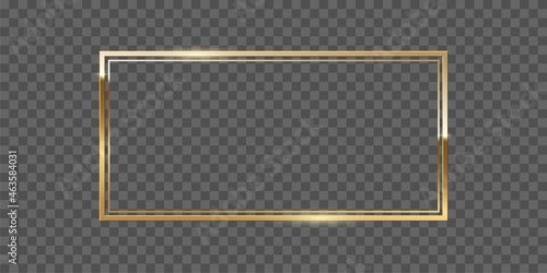 Double golden frame with rectangle shape, 3d elegant golden award lines with glitter