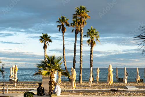  Beach in Vendrell, Spain. 092221 :sunset in paradisiacal mediterranea beach
