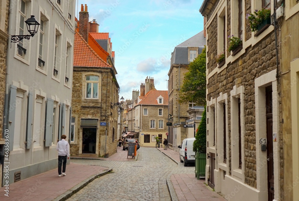 Rue de Lille in the historic center of  Boulogne-sur-Mer, Ville Fortifiée, Pas-de-Calais, France