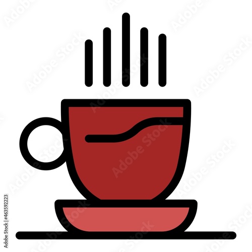 Cup of hot coffee icon. Outline cup of hot coffee vector icon color flat isolated