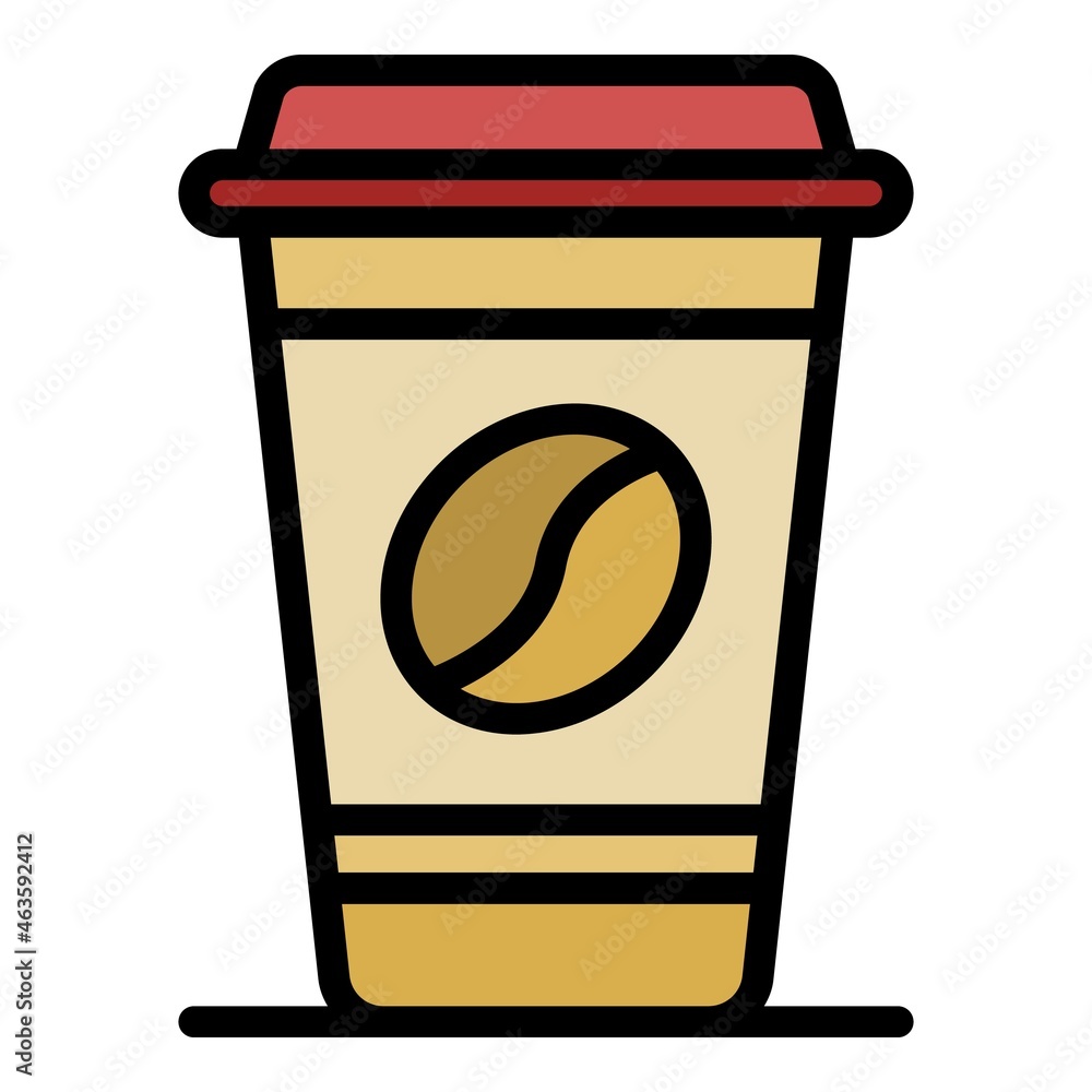 Plastic cup of coffee icon. Outline plastic cup of coffee vector icon color flat isolated Plastic cup of coffee icon. Outline plastic cup of coffee vector icon color flat isolated