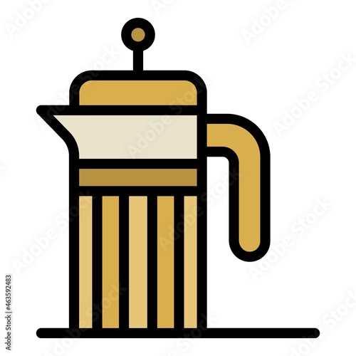French press icon. Outline french press vector icon color flat isolated